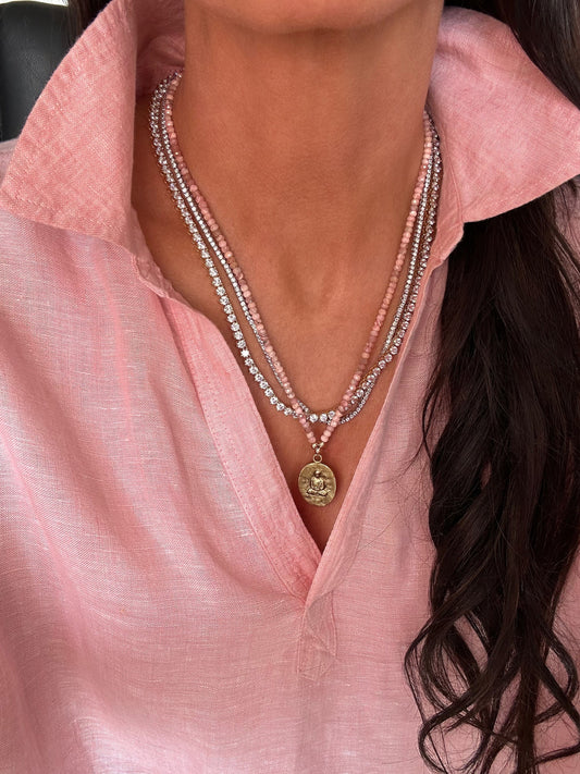 RHODONITE BUDDHA NECKLACE