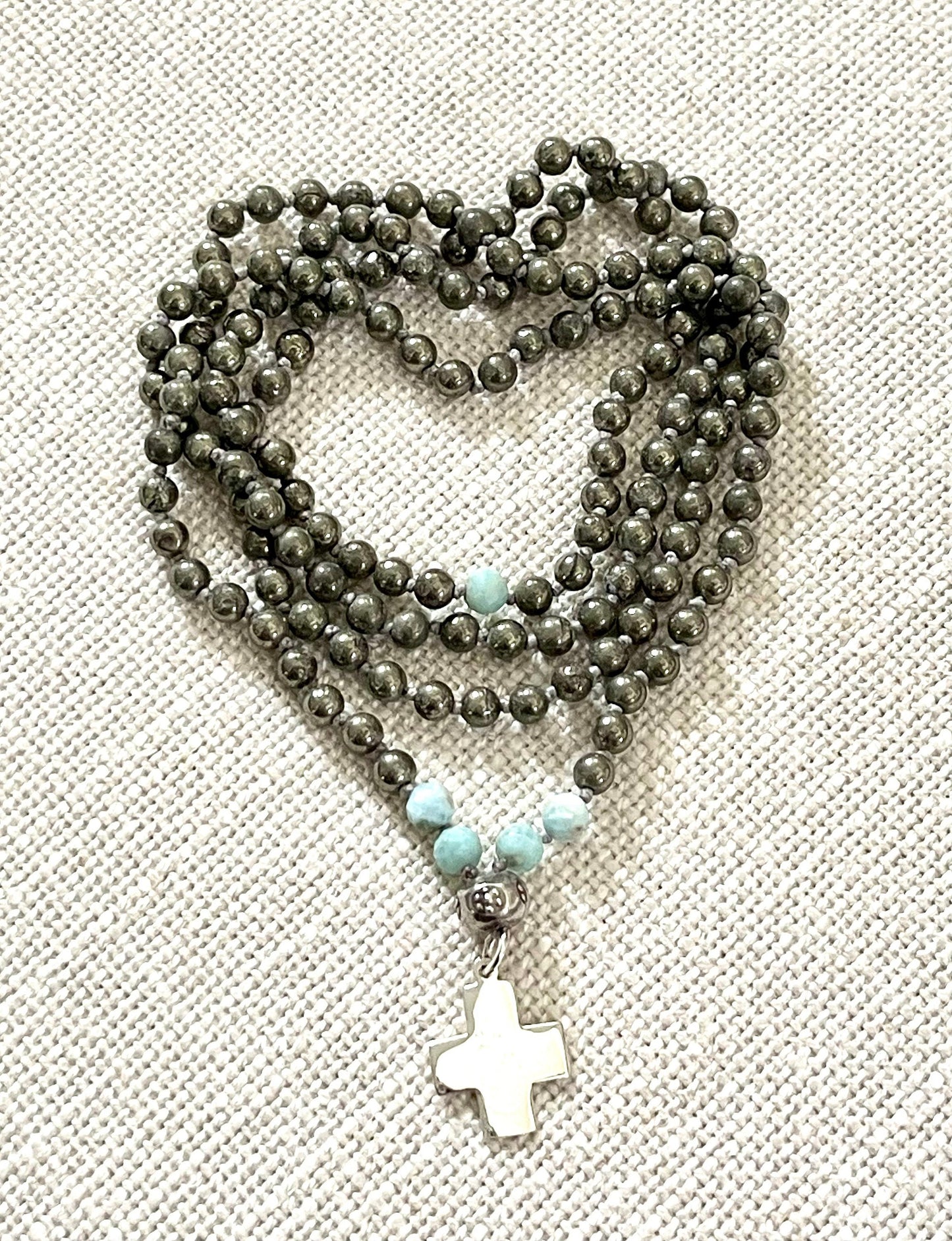 STERLING SILVER + PYRITE CROSS NECKLACE